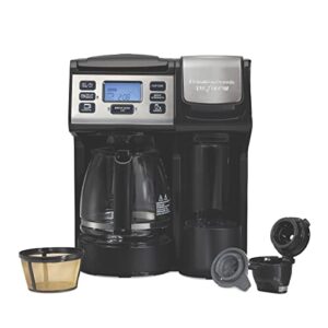 hamilton beach 49915 flexbrew trio 2-way coffee maker, compatible with k-cup pods or grounds, single serve & full 12c pot, black with stainless steel accents, fast brewing