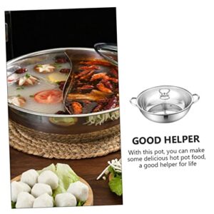 Angoily Stainless Steel Mandarin Duck Pot Clear Cooking Pots Korean Cookware Korean Hot Pot Shabu Shabu Cooker Stainless Steel Sauce Pan with Lid Taichi Pot Shabu Shabu Kitchenware Set