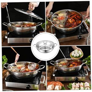 Angoily Stainless Steel Mandarin Duck Pot Clear Cooking Pots Korean Cookware Korean Hot Pot Shabu Shabu Cooker Stainless Steel Sauce Pan with Lid Taichi Pot Shabu Shabu Kitchenware Set