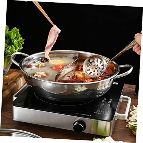 Angoily Stainless Steel Mandarin Duck Pot Clear Cooking Pots Korean Cookware Korean Hot Pot Shabu Shabu Cooker Stainless Steel Sauce Pan with Lid Taichi Pot Shabu Shabu Kitchenware Set