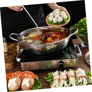 Angoily Stainless Steel Mandarin Duck Pot Clear Cooking Pots Korean Cookware Korean Hot Pot Shabu Shabu Cooker Stainless Steel Sauce Pan with Lid Taichi Pot Shabu Shabu Kitchenware Set