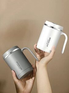 insulated coffee mug with handle,stainless steel coffee cup,double wall vacuum tumbler cup with sliding lid for hot & cold drinks (gray)