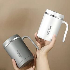 Insulated Coffee Mug with Handle,Stainless Steel Coffee Cup,Double Wall Vacuum Tumbler Cup with Sliding Lid for Hot & Cold Drinks (Gray)