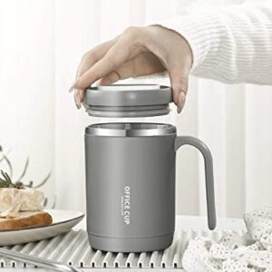 Insulated Coffee Mug with Handle,Stainless Steel Coffee Cup,Double Wall Vacuum Tumbler Cup with Sliding Lid for Hot & Cold Drinks (Gray)