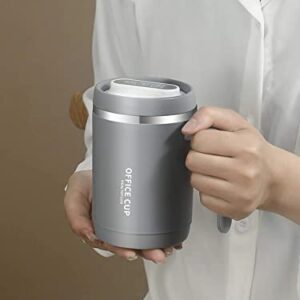 Insulated Coffee Mug with Handle,Stainless Steel Coffee Cup,Double Wall Vacuum Tumbler Cup with Sliding Lid for Hot & Cold Drinks (Gray)