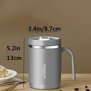 Insulated Coffee Mug with Handle,Stainless Steel Coffee Cup,Double Wall Vacuum Tumbler Cup with Sliding Lid for Hot & Cold Drinks (Gray)