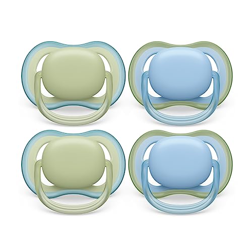 Philips Avent Ultra Air Pacifier - 4 x Light, Breathable Baby Pacifiers for Babies Aged 0-6 Months, BPA Free with Sterilizer Carry Case, SCF085/48