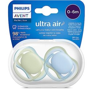 Philips Avent Ultra Air Pacifier - 4 x Light, Breathable Baby Pacifiers for Babies Aged 0-6 Months, BPA Free with Sterilizer Carry Case, SCF085/48