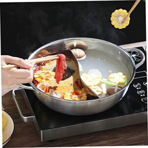 KICHOUSE Stainless Steel Mandarin Duck Pot Soup Pot with Lid Korean Cookware Stainless Steel Stock Pot Shabu Hot Pot Divided Hot Pot Cooker Chinese Hotpot Pot Double Flavor Hot Pot Mongolia