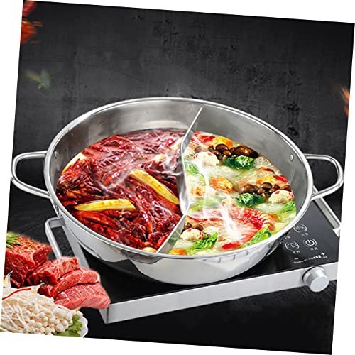 KICHOUSE Stainless Steel Mandarin Duck Pot Soup Pot with Lid Korean Cookware Stainless Steel Stock Pot Shabu Hot Pot Divided Hot Pot Cooker Chinese Hotpot Pot Double Flavor Hot Pot Mongolia