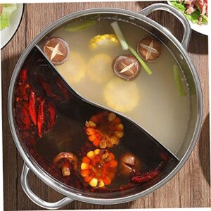 KICHOUSE Stainless Steel Mandarin Duck Pot Soup Pot with Lid Korean Cookware Stainless Steel Stock Pot Shabu Hot Pot Divided Hot Pot Cooker Chinese Hotpot Pot Double Flavor Hot Pot Mongolia