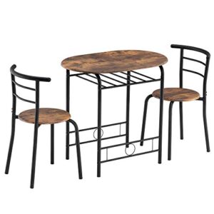 antsku 3-piece kitchen table, dining room table set, small kitchen table set for 2, 32" x 21" x 30", rustic brown