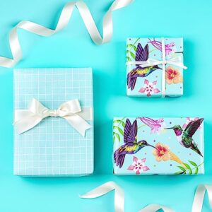 RUSPEPA Reversible Wrapping Paper Roll - Floral Design Great for Birthday, Party, Bridal Shower - 17.5 Inches X 32.8 Feet, Hummingbird