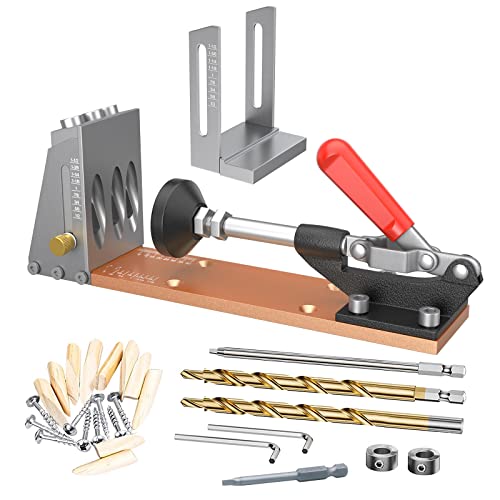 Pocket Hole Jig Kit, Professional and Upgraded Metal Pocket Screw Jig (JIG)