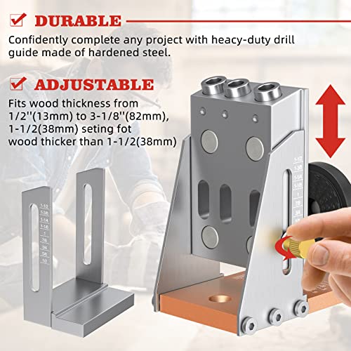 Pocket Hole Jig Kit, Professional and Upgraded Metal Pocket Screw Jig (JIG)