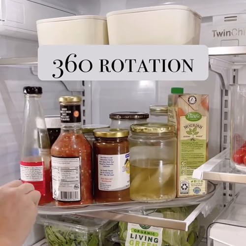 LAMU Lazy Susan Turntable Organizer for Refrigerator, 15.67'' Clear Rectangular Fridge Organizer Storage, Lazy Susan for Cabinet, Table, Pantry, Kitchen, Countertop