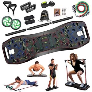 lalahigh portable exercise equipment with 22 gym accessories, 25 in 1 push up board fitness,pushup board work from home fitness with resistance bands, ab roller wheel,full body workout at home for men and women