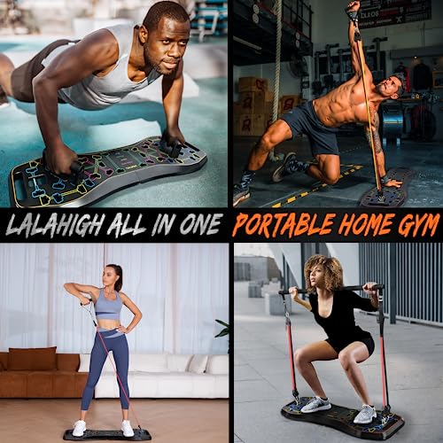 LALAHIGH Portable Exercise Equipment with 22 Gym Accessories, 25 in 1 Push Up Board Fitness,Pushup Board Work from Home Fitness with Resistance Bands, Ab Roller Wheel,Full Body Workout at Home for Men and Women