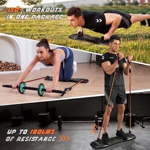 LALAHIGH Portable Exercise Equipment with 22 Gym Accessories, 25 in 1 Push Up Board Fitness,Pushup Board Work from Home Fitness with Resistance Bands, Ab Roller Wheel,Full Body Workout at Home for Men and Women