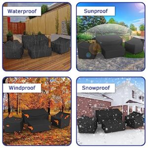 MUTUSHI Patio Furniture Cover Set 4 Piece Outdoor Furniture Cover Waterproof, 420D Heavy Duty Lawn Outdoor Patio Furniture Set Covers -Black