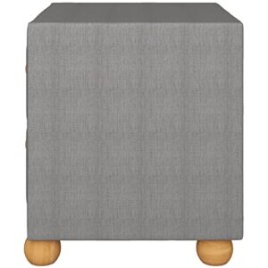 Modern Nightstand with 2 Drawers, Upholstered Night Stands with Storage Drawers, Wooden Bedside Tables with Natural Wood Knobs, Small End Side Table for Bedroom, Living Room, Home, Dark Grey