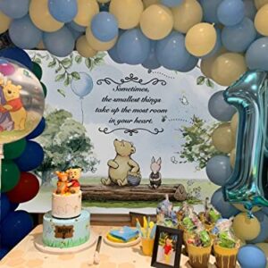 Classic Cartoon Bear Backdrop Boys Birthday Party Blue Balloon Pooh Friend Photograph Backdrop Cartoon Bear Birthday Baby Shower Decoration Background