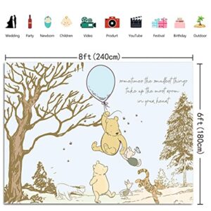 Classic Cartoon Bear Backdrop Boys Birthday Party Blue Balloon Pooh Friend Photograph Backdrop Cartoon Bear Birthday Baby Shower Decoration Background