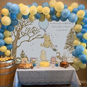 Classic Cartoon Bear Backdrop Boys Birthday Party Blue Balloon Pooh Friend Photograph Backdrop Cartoon Bear Birthday Baby Shower Decoration Background