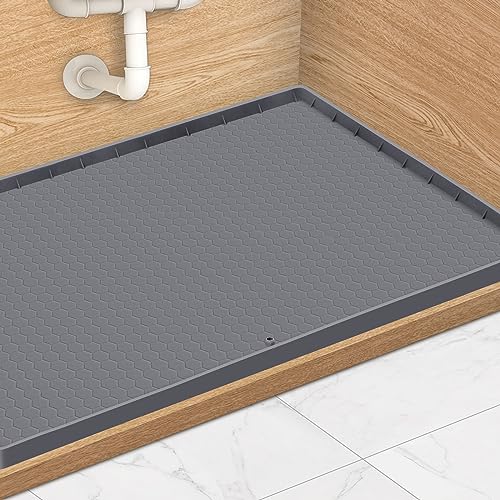 AOLDHYY Under Sink Mat - 34''x22'' Silicone Kitchen Cabinet Mat Garden Sculpture Outdoor Decoration