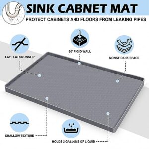 AOLDHYY Under Sink Mat - 34''x22'' Silicone Kitchen Cabinet Mat Garden Sculpture Outdoor Decoration