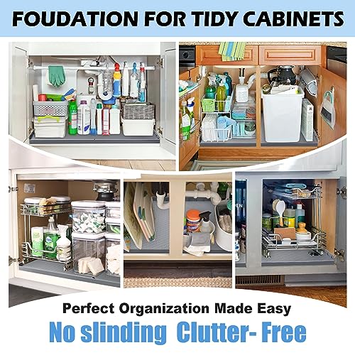 AOLDHYY Under Sink Mat - 34''x22'' Silicone Kitchen Cabinet Mat Garden Sculpture Outdoor Decoration