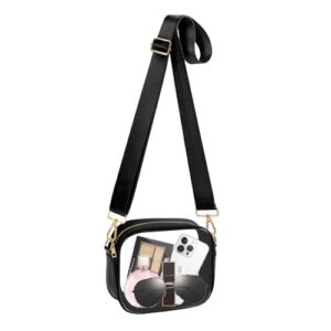 armiwiin clear crossbody bag, stadium approved leather clear purse bag with adjustable strap for sports concert event