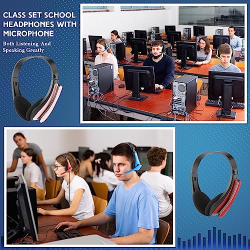 Xuhal 30 Pack Classroom Headphones Bulk, Wired Headsets with Microphone Adjustable Student Headphones with 3.5 mm Plug for School Library Computer Office Conference Chat Boys Girls Mobile Phone