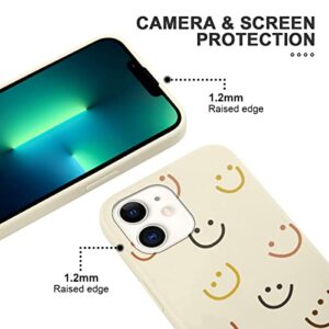 RUMDEY 2 Pack Happy Smiley Face for iPhone 13 Mini 5.4" Phone Case,Aesthetic Cute Smile Design Cases Soft Silicone Slim TPU Shockproof Protective Bumper Cover for Women Men Girls-Kawaii Smiles