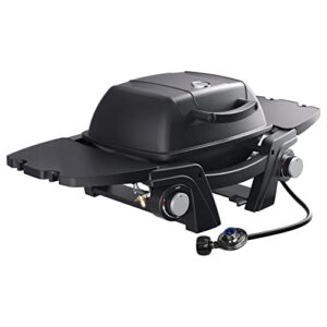 portable propane gas grill, 2-burner portable gas grill small tabletop gas grill, 24000btu bbq outdoor griddle gas grill with removable side tables, thermometer, regulator, gas hose, black