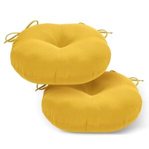 lovtex bistro chair cushions set of 2, outdoor round chair cushions 15 inch, waterproof round outdoor cushions with ties, yellow outdoor chair cushions for patio furniture