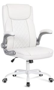 misolant office chair, executive desk chair, comfortable executive chair, executive office chair with flip up armrest, big and tall office chair with adjust height, leather office chair ivory white