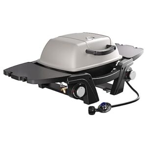 portable propane gas grill, 2-burner portable gas grill small tabletop gas grill, 24000btu bbq outdoor griddle gas grill with removable side tables, thermometer, regulator, gas hose, white