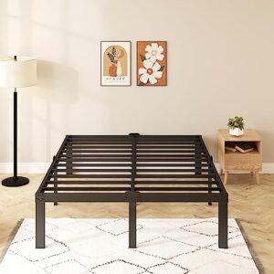 sosain 14 inch full bed frame metal platform frame no box spring needed，black heavy duty sturdy steel,easy assembly，with storage