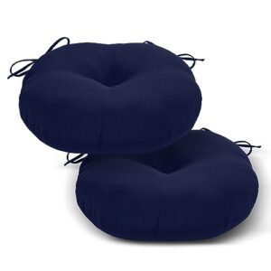 lovtex bistro chair cushions set of 2, outdoor round chair cushions 15 inch, waterproof round outdoor cushions with ties, navy blue outdoor chair cushions for patio furniture