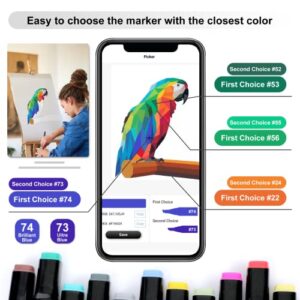 Brled 168 Colors Alcohol Markers with Free App, Alcohol-Based Markers for Artists, Art Markers for Painting, Coloring, Sketching and Drawing, Chisel and Fine Tip, Great Gift Idea.