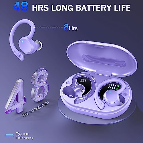 Wireless Earbuds Bluetooth 5.3 Headphones Sport, Bluetooth Earbuds Immersive HiFi Stereo Over Ear Buds, 48Hrs Earphones in Ear with Earhooks, HD Mic, IP7 Waterproof Headset for Workout Running [2023]