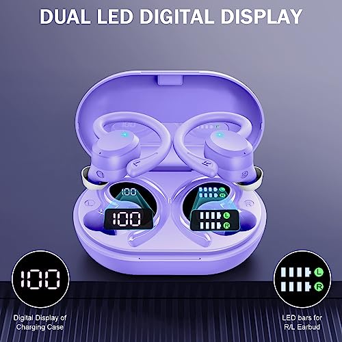 Wireless Earbuds Bluetooth 5.3 Headphones Sport, Bluetooth Earbuds Immersive HiFi Stereo Over Ear Buds, 48Hrs Earphones in Ear with Earhooks, HD Mic, IP7 Waterproof Headset for Workout Running [2023]