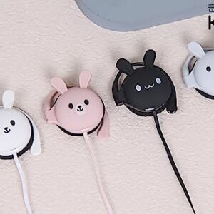 QearFun Bunny Earbuds for Kids with Ear Hooks, Kawakii Wired Over Ear Headphones Earphones Gifts for School Girls and Boys with Microphone & Ear Loops Pink