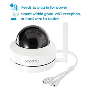 xmartO 2K HD Dome PTZ Wireless Security Camera with Auto Tracking and Audio. 4-Set 2K WiFi PTZ Camera Kit with 4k 10CH Expandable WiFi NVR Screen