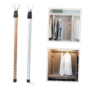 BESPORTBLE 2pcs Stainless Steel Retractable Clothesline Lightweight Curtains Clothesline Outdoor Extended Closet Pole DIY High Reach Garment Hook Coat Hanger Clothes Fork Pole Outrigger Cane