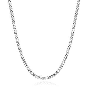 matoa mens gifts - 5mm silver cuban link chain for men - mens chain necklaces - stainless steel chain necklaces for men women and boys - mens chain 18, 20, 22, 24, 26, 28 inch
