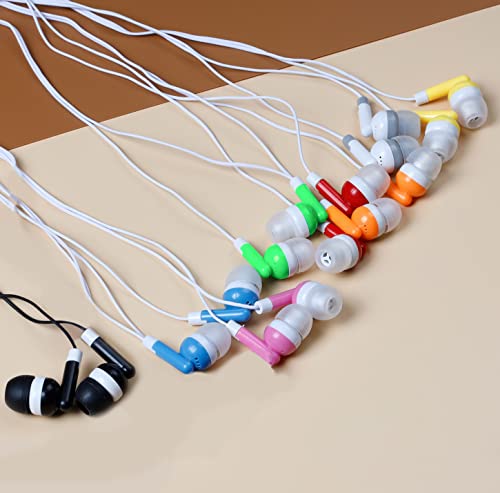 TJZXGUI 32 Pack Bulk Earbuds Headphones ，Wholesale Wired Earphones Disposable Ear Buds for School Classroom Students (Multi Colored)