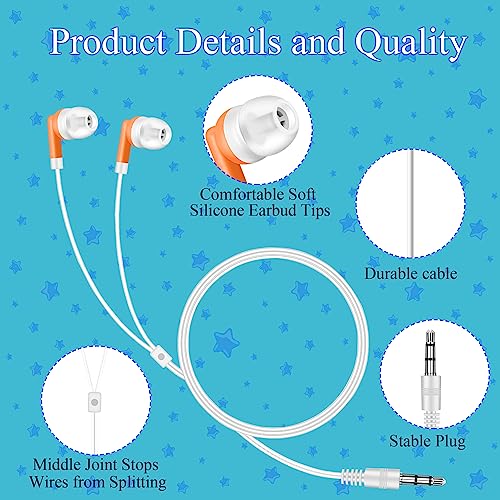 TJZXGUI 32 Pack Bulk Earbuds Headphones ，Wholesale Wired Earphones Disposable Ear Buds for School Classroom Students (Multi Colored)