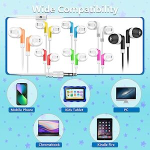 TJZXGUI 32 Pack Bulk Earbuds Headphones ，Wholesale Wired Earphones Disposable Ear Buds for School Classroom Students (Multi Colored)